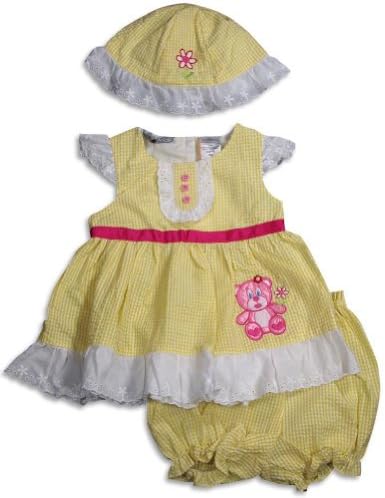 So La Vita - Baby Girls Gingham Dress Set, Yellow, White 28705-24Months