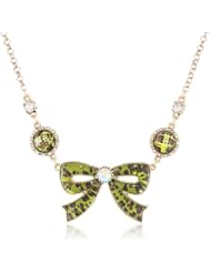 Betsey Johnson "A Day at the Zoo" Leopard Bow Pendant Necklace, 19"