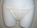 Sequinned Scalloped Thong White/Yellow Sequins-MED