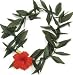 12 LUAU tiki PARTY LEAF LEIS with Red Hibiscus flower