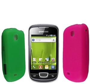 A PACK OF GREEN + PINK COLOUR GEL PROTECTION CASE COVER FOR SAMSUNG GALAXY MINI S5570