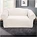 Stretch Stone Loveseat Slipcover in White (Box Cushion)