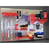 EZ Wall Organizer - Work Bench Kit (Aluminum Panels w/ Red Accessories) (48