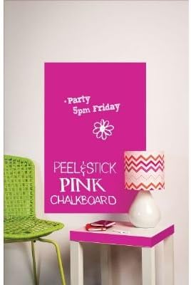 Wallies Wallcoverings-McCall WALL16052 25 in. x 38 in. Peel and Stick Chalkboard Sheet Neon Pink