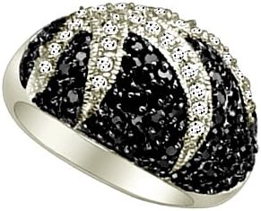 Sterling Silver Black And White Micro Pave CZ Wave Ring Size 9