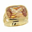 Sterling Silver 925 Citrine CZ Gold Plated Ring