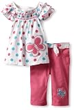 Young Hearts Girls 2-6X 2 Piece Polka Dot Butterfly Twill Capri Set