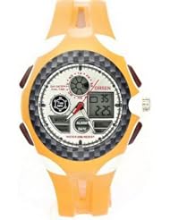Ohsen YI-AD1131-4 Dual Time Waterproof Shock Resistant Stopwatch Fashion Sport Women Watches Yellow
