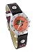 DDP - 4008808 - Montre Enfant Métal Rhodié - Quartz Analogique - Cadran Dragon - Bracelet Tissu Noir et Orange