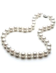 Hydia 11-12MM Round Aaa Natural White Pearl Necklace 925 Sterling Silver Clasp