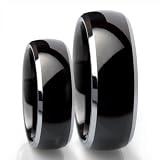 His & Her's 8MM/6MM Tungsten Carbide Wedding Band Ring Set Black Plated 2902 (Available Sizes 4-15 Including Half Sizes)