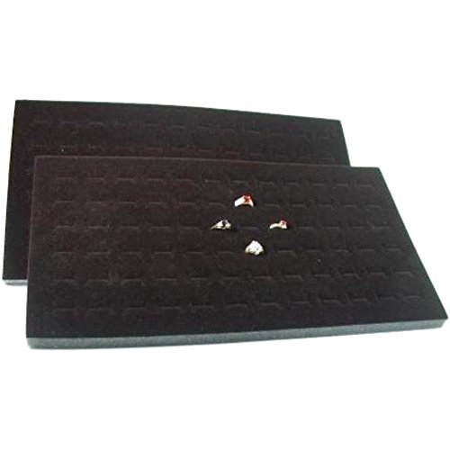 1 X 2 72 Slot Black Jewelry Travel Ring Inserts Display Pads