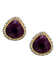 11.50ctw Natural Red Heart Ruby and 0.64 ctw Diamond Stud Pave Earrings in 18K Yellow Gold and Sterling Silver Valentine Day Gift!