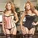 Fully Reversible Corset with Matching Stocking and Thong in Plus Sizes 40 42 44 Pink/Black
