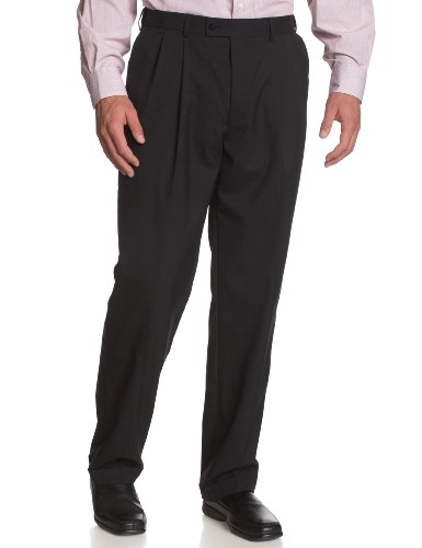 Louis Raphael Men's 100% Wool Pleated Hidden Extension Dress Pant
