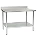 Eagle T3648SE-BS Stainless Steel Work Table with Backsplash & Stainless Steel Shelf Base, 36" x 48" x 30"