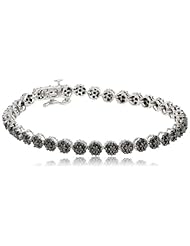10k White Gold Black Diamond Flower Bracelet (3 cttw)