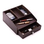 Executive Faux Leather Charging Valet With Built-in power strip $29.99