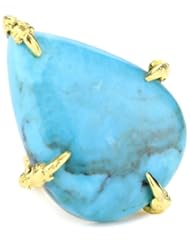Devon Leigh Splash Of Color Turquoise Teardrop 18k Gold Dipped Ring, Size 7