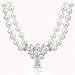 White Glass Pearl Necklace with Cubic Zirconia Pendant ~ Bridal/Wedding