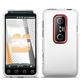 White Rubberized Hard Phone Cover for HTC EVO 3D Protector Case