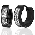 Urban Male Stainless Steel CZ Set Black Hoop Earrings For Men