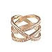 FM42 Triple Row Clear Crystal Crossover Cocktail Wide Ring R123