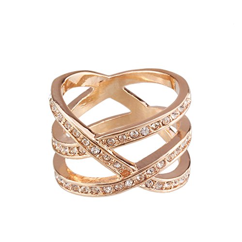 FM42 Triple Row Clear Crystal Crossover Cocktail Wide Ring R123