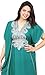 Moroccan Caftan Handmade Cotton Silver Hand Embroidery Fits Small To Large Soft Teal