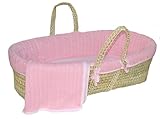 Tadpoles Cable Knit Moses Basket Set in Pink