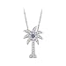 14K White Gold 1/5 ct. Diamond and Blue Center Diamond Palm Tree Pendant with Chain