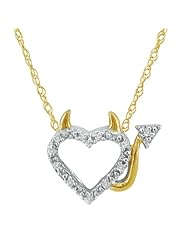 14k Gold over Sterling Silver Diamond Accent, "Devil Heart" Pendant