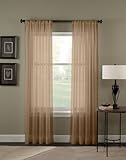2 Piece Solid Taupe Sheer Curtains Fully Stitched Panels Window Drape 54" X 84"