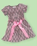 Sweet Heart Rose Little Girl Plaid Dress with Chain Belt