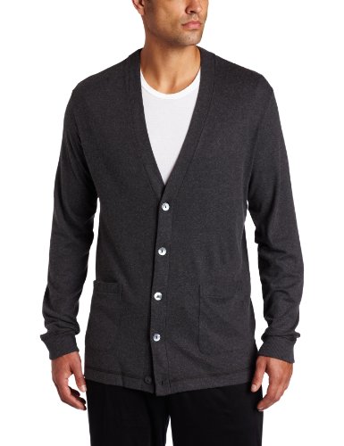Hanro Men's Cottage Lounge Cardigan, Black Steel, Large