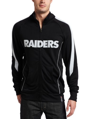 NFL Men's Oakland Raiders Tailgate Time Track Adult Long Sleeve Full Zip Track Jacket (Black/Sport Gray, Large)