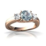 14k Rose Gold Round Genuine Aquamarine Trellis Ring