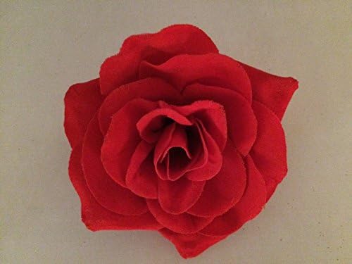 Small Open Rose Artificial Flower Hair Clip/pin Brooch (Red)