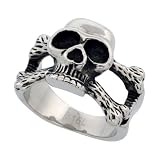 Surgical Steel Skull Ring Cut-out Cross Bones 5/8 in. (16mm) wide, size 15