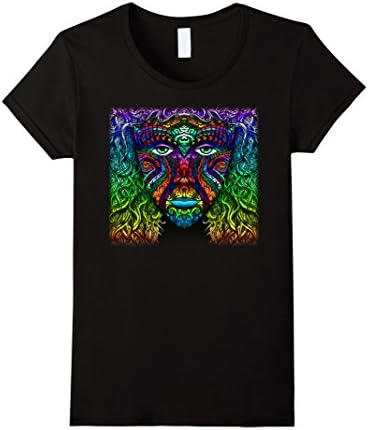 Women's Colorful Hand Drawn Art Zen Doodle Female Face Wild Tshirt Large Black
