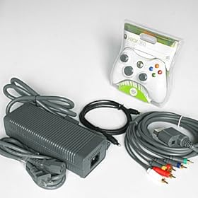 Replacement Power Supply Brick Adapter Cord, HD Component AV and Optical Cables, and Wireless Controller for Microsoft XBox 360