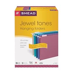 Smead Hanging Folder, Letter, 1/5 Cut Tab, Assorted Colors, 25 per Box (64056)