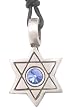 Blue Crystal Star Of David Pewter Pendant Necklace