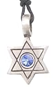 Blue Crystal Star Of David Pewter Pendant Necklace