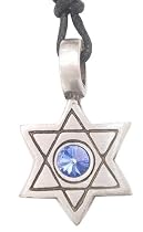 Blue Crystal Star Of David Pewter Pendant Necklace