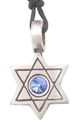 Blue Crystal Star Of David Pewter Pendant Necklace