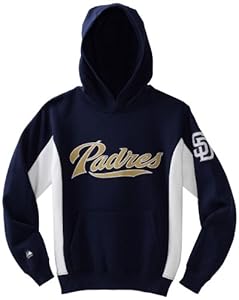 MLB Boys' San Diego Padres Lil Captain Hooded Fleece Pullover (Athletic Navy/White, Large)