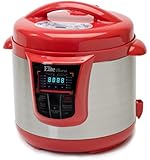 MaxiMatic EPC-808R Elite Platinum Digital Stainless Steel Pressure Cooker with 13 Functions, 8-Quart, Red