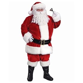 6-Piece Regency Plush Santa Claus Christmas Suit Costume - Adult Plus Size 50-54