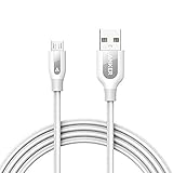 Anker PowerLine+ Micro USBケーブル【防弾仕様の高耐久ケブラー素材 / 2重編込の高耐久ナイロン素材 / フェルト製ポーチ付属】 急速充電 高速データ通信対応 Xperia、Nexus、Samsung、Android 各種、その他USB機器対応 (1.8m ホワイト) A8143021